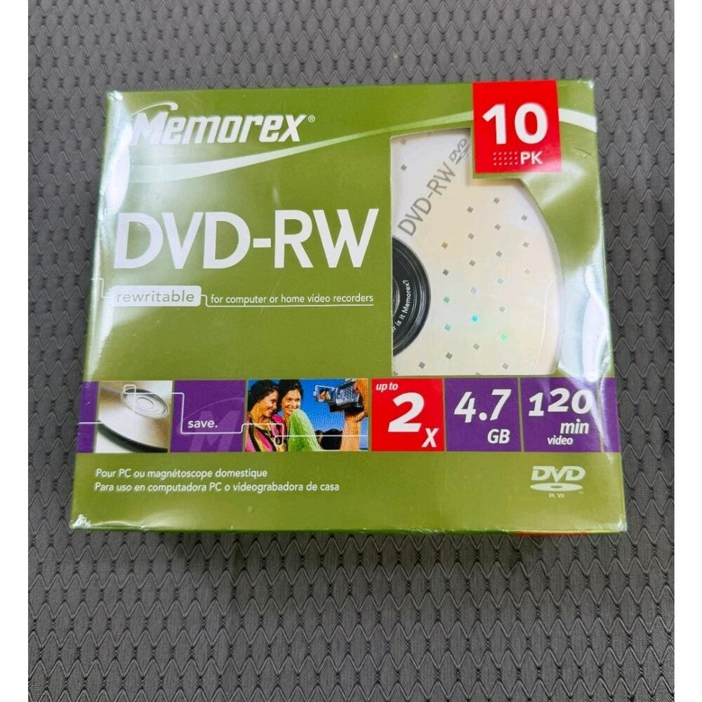 Memorex DVD-RW 10 Pack 2X 4.7GB 120min Sealed NEW
